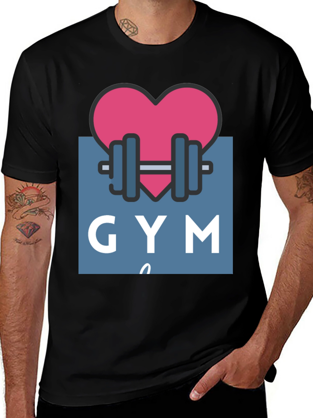 Gym Lovers Tee: Heart & Weights Design