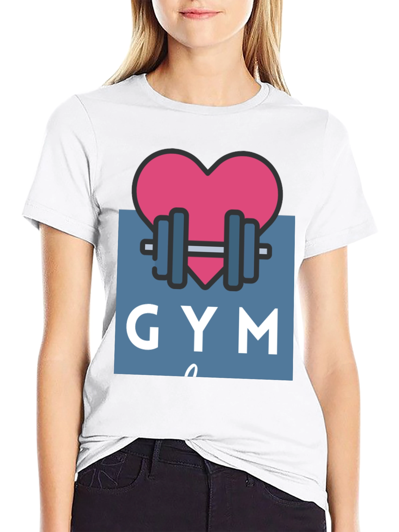 Gym Lovers Tee: Heart & Weights Design