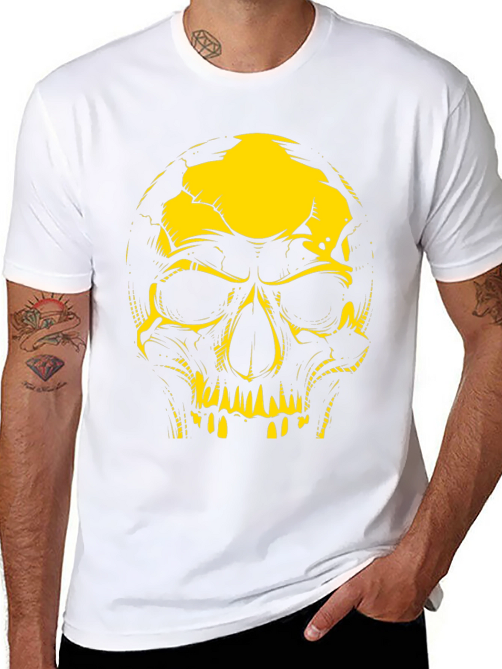 Edgy Skull Graphic Tee - Black