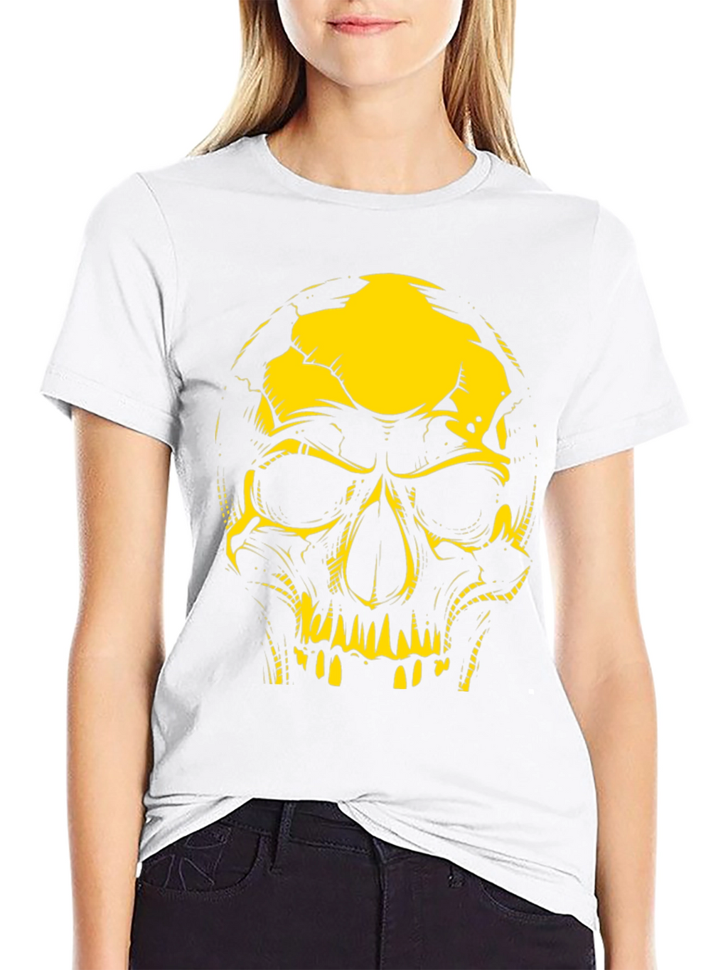 Edgy Skull Graphic Tee - Black