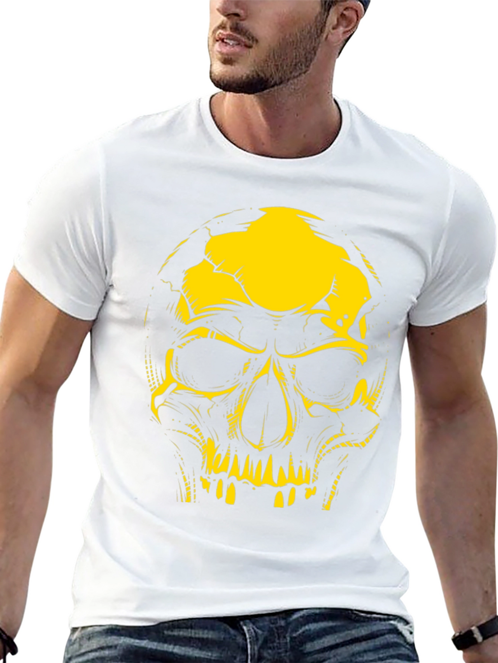 Edgy Skull Graphic Tee - Black