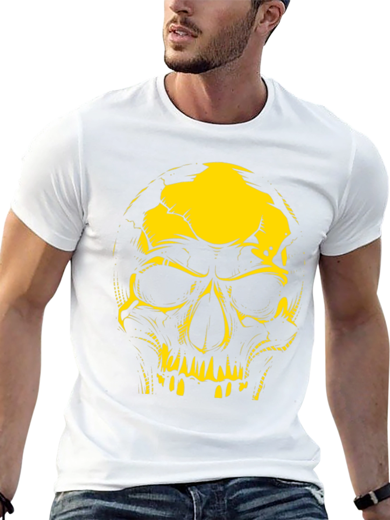 Edgy Skull Graphic Tee - Black