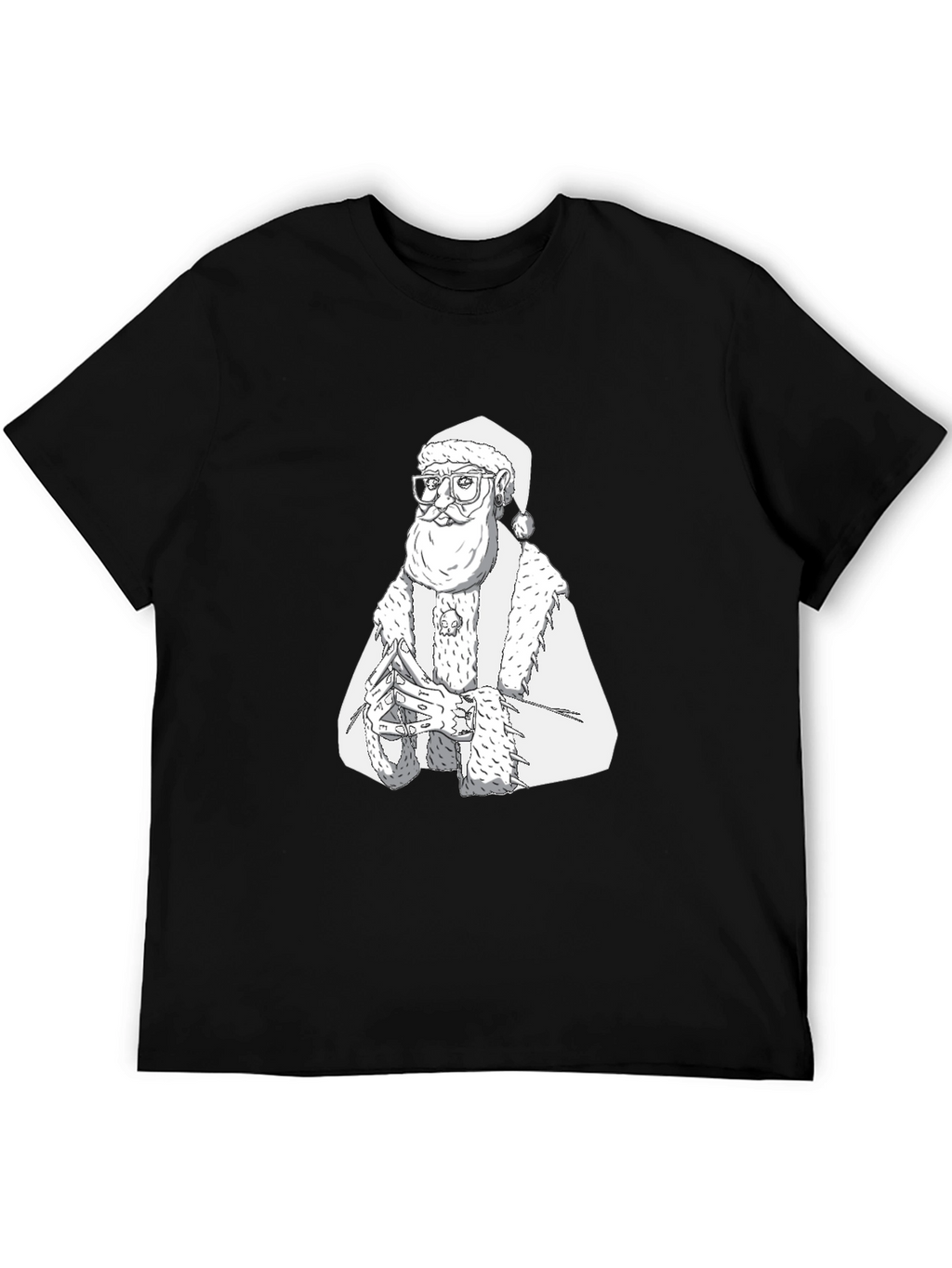 Hipster Santa T-Shirt - Black Cotton Tee