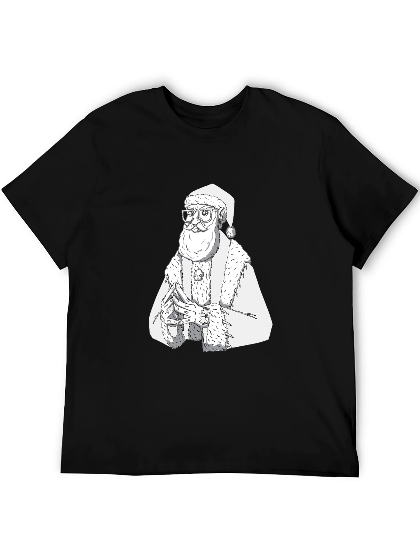 Hipster Santa T-Shirt - Black Cotton Tee