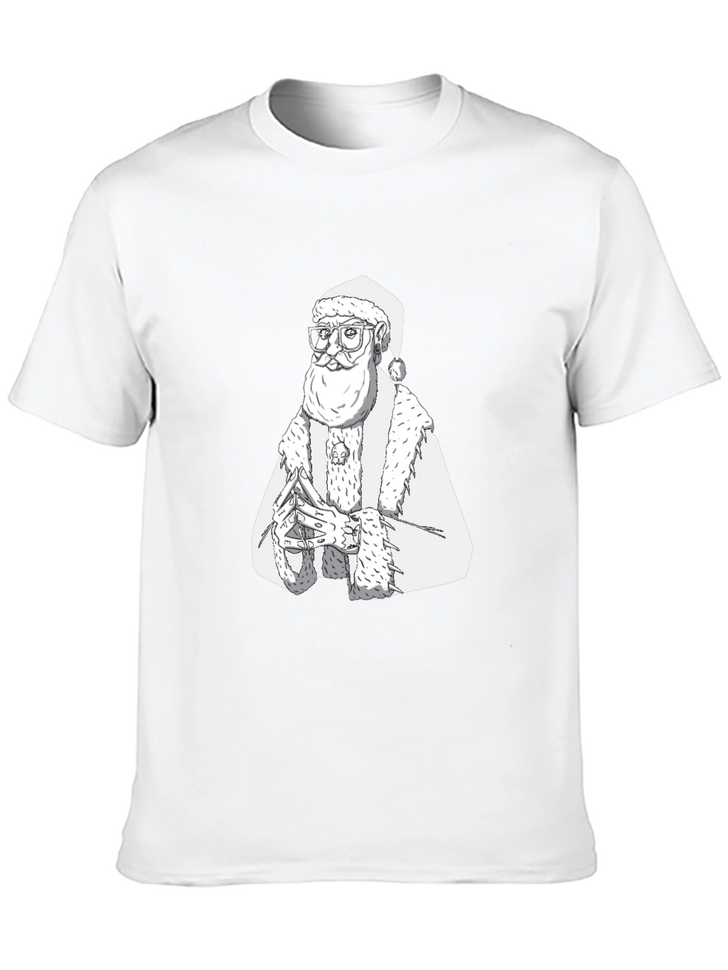 Hipster Santa T-Shirt - Black Cotton Tee