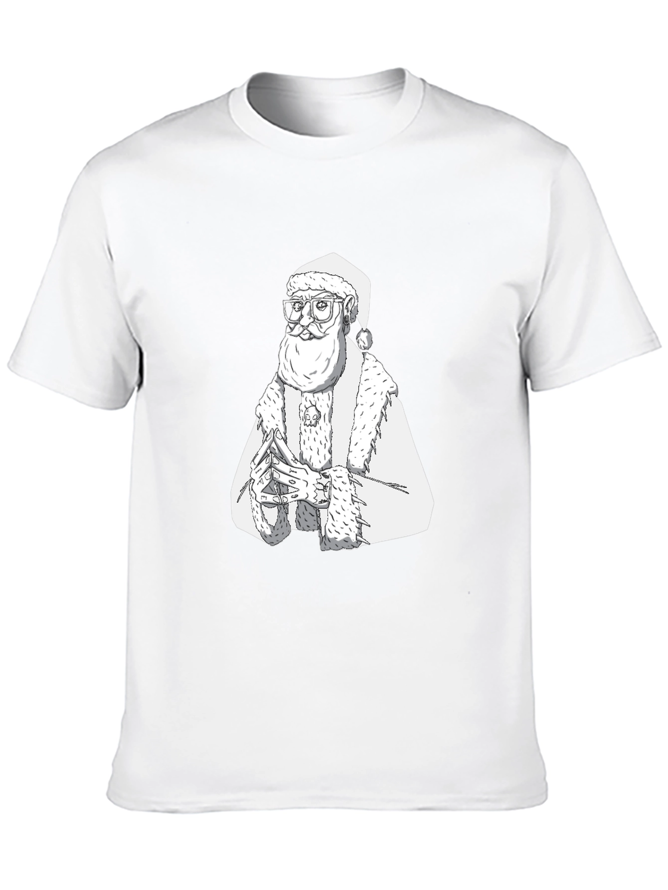 Hipster Santa T-Shirt - Black Cotton Tee