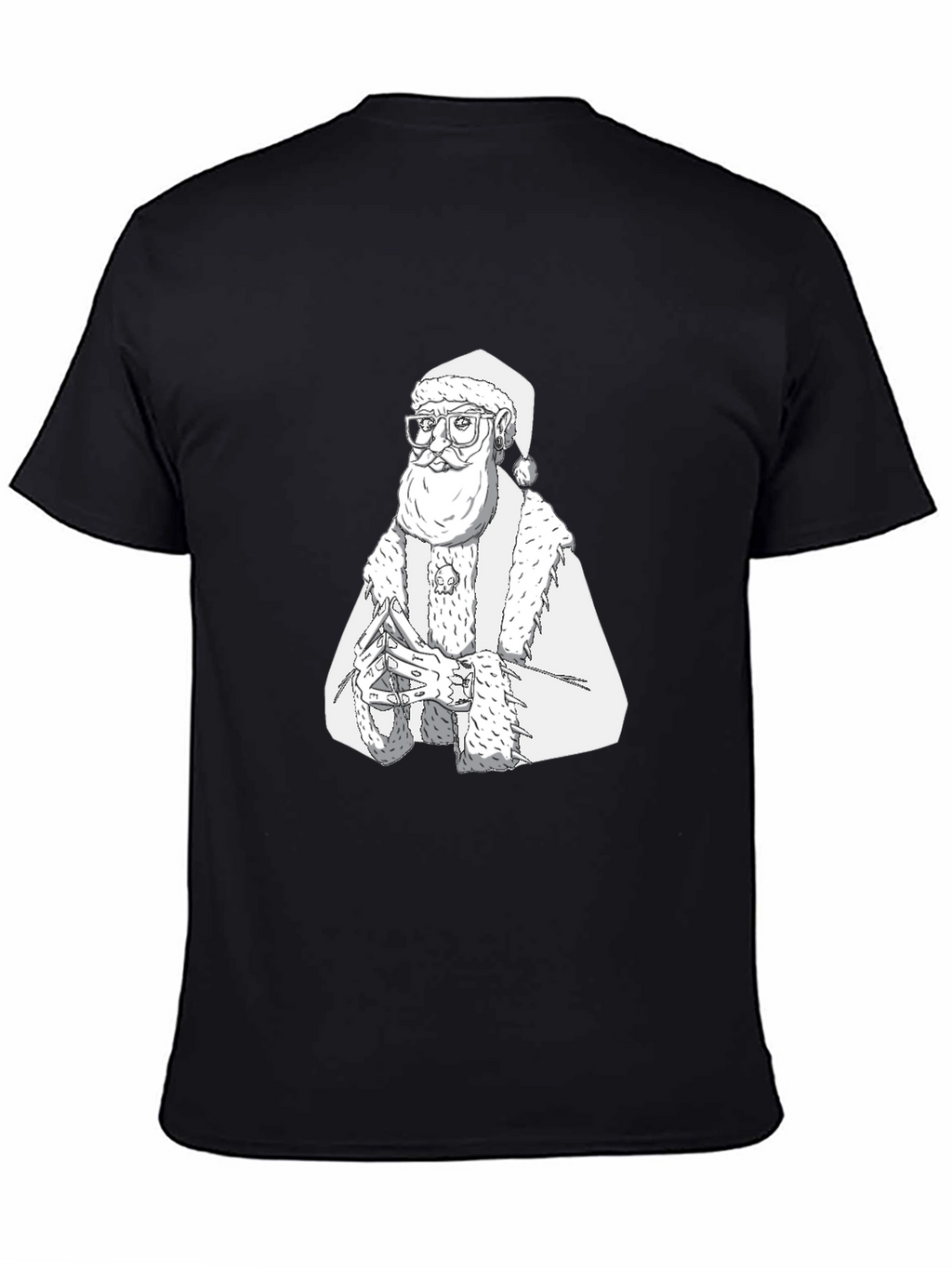 Hipster Santa T-Shirt - Black Cotton Tee