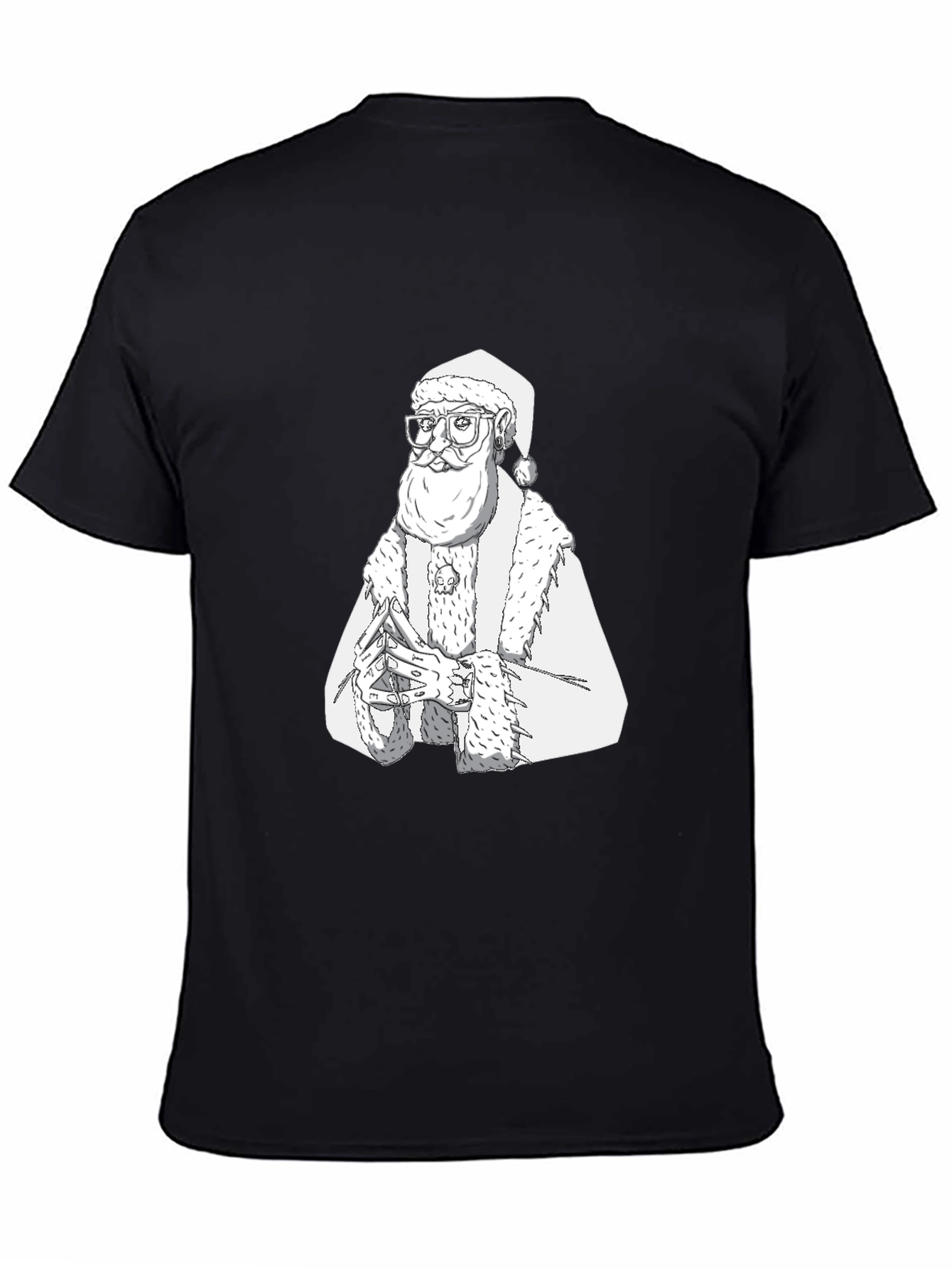 Hipster Santa T-Shirt - Black Cotton Tee