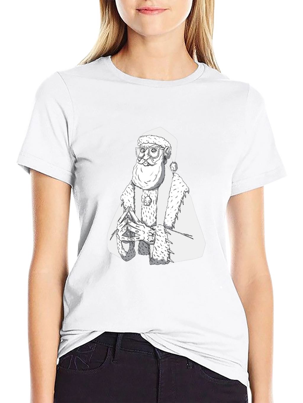 Hipster Santa T-Shirt - Black Cotton Tee