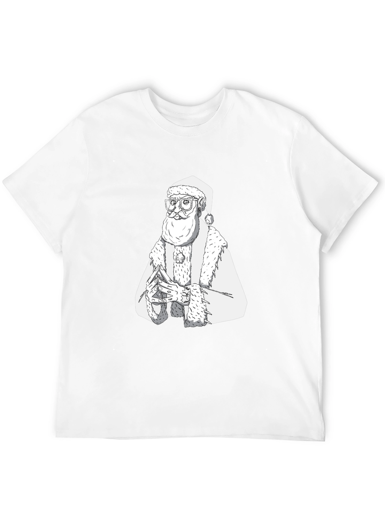 Hipster Santa T-Shirt - Black Cotton Tee