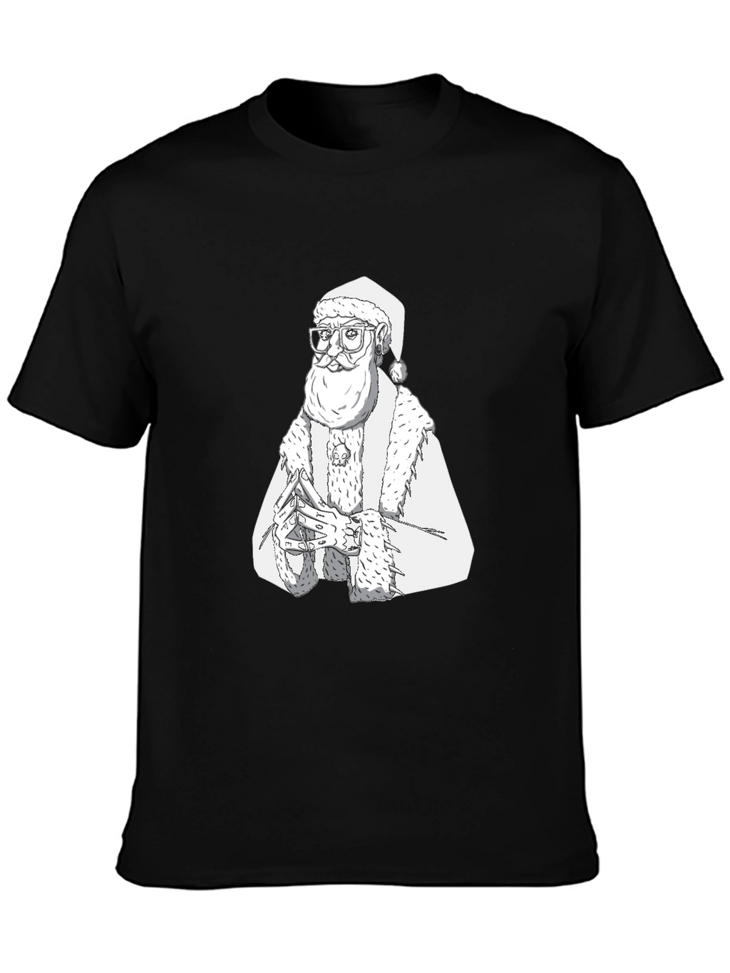 Hipster Santa T-Shirt - Black Cotton Tee