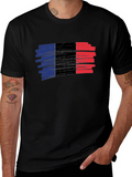 French Flag Brushstroke T-Shirt - Black Cotton Tee