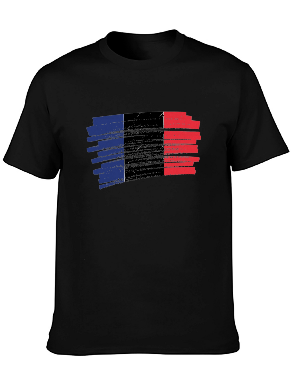 French Flag Brushstroke T-Shirt - Black Cotton Tee