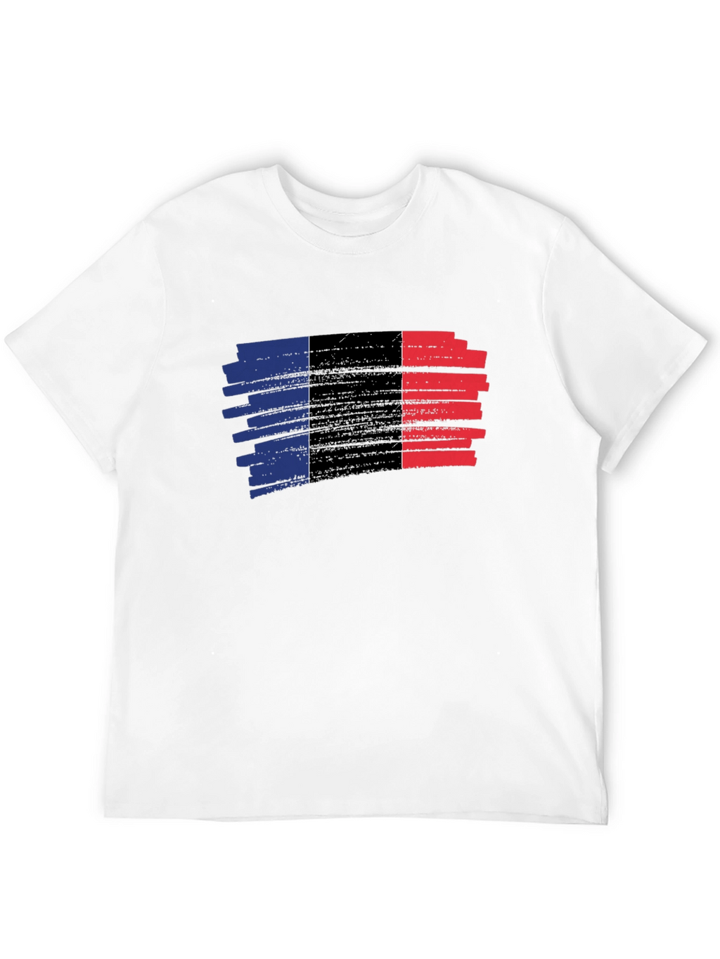French Flag Brushstroke T-Shirt - Black Cotton Tee