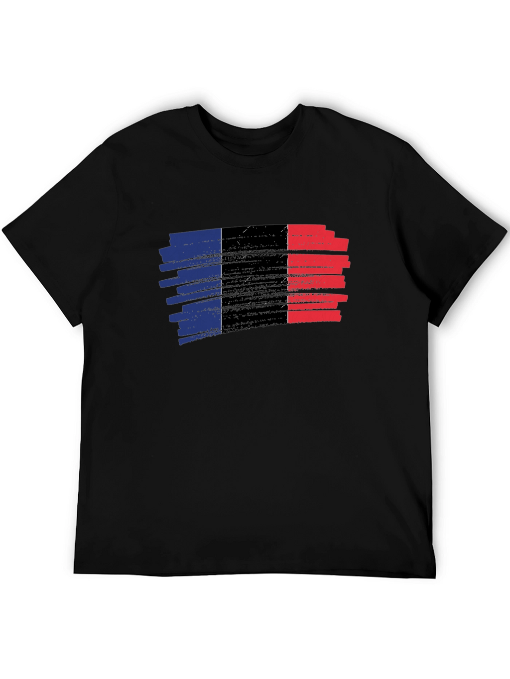 French Flag Brushstroke T-Shirt - Black Cotton Tee