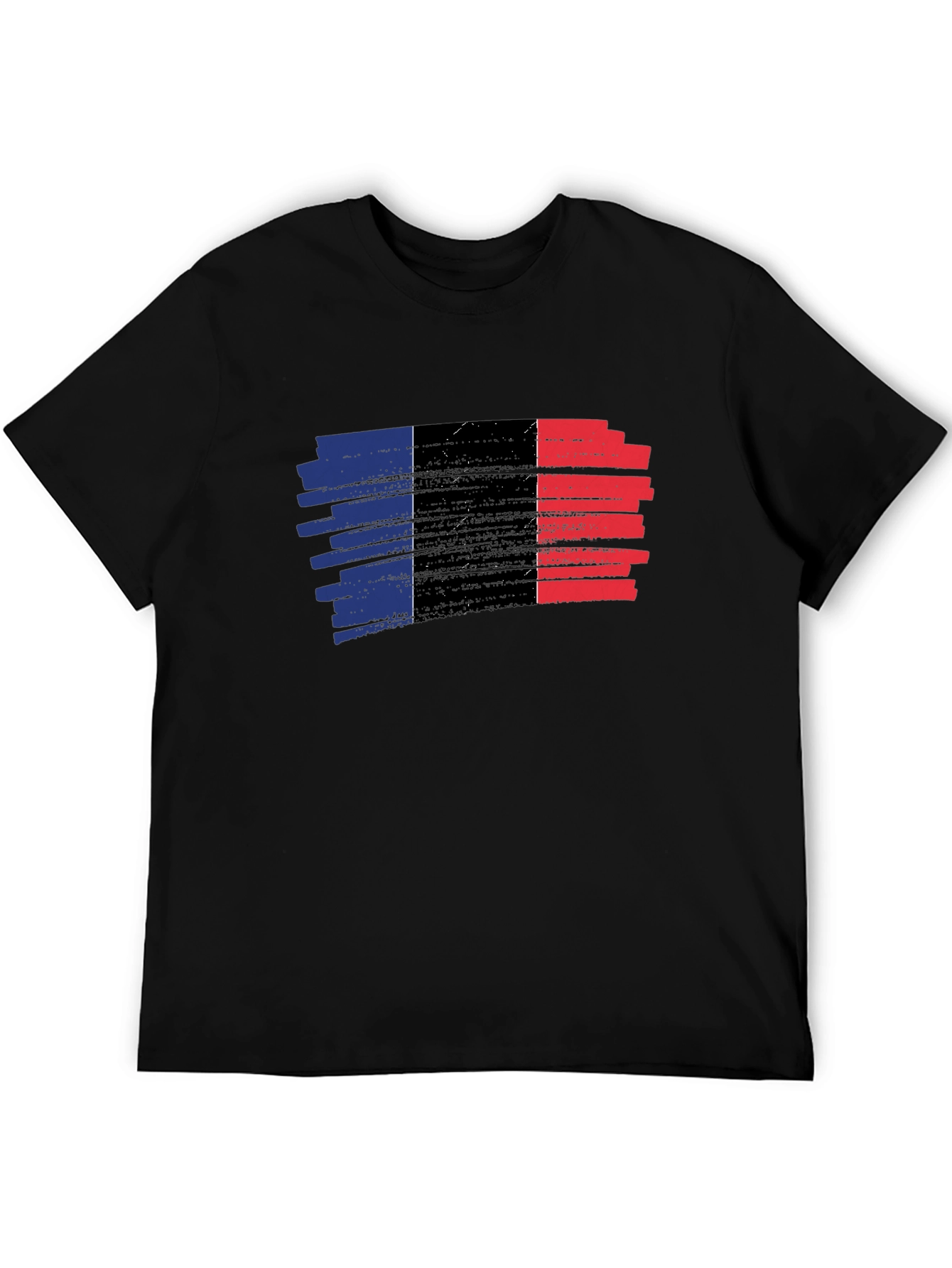 French Flag Brushstroke T-Shirt - Black Cotton Tee