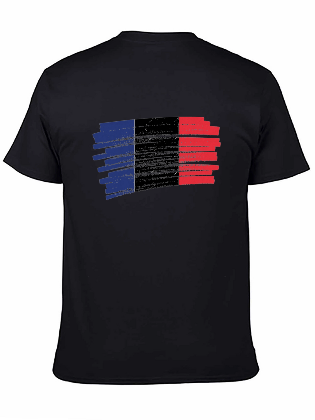 French Flag Brushstroke T-Shirt - Black Cotton Tee