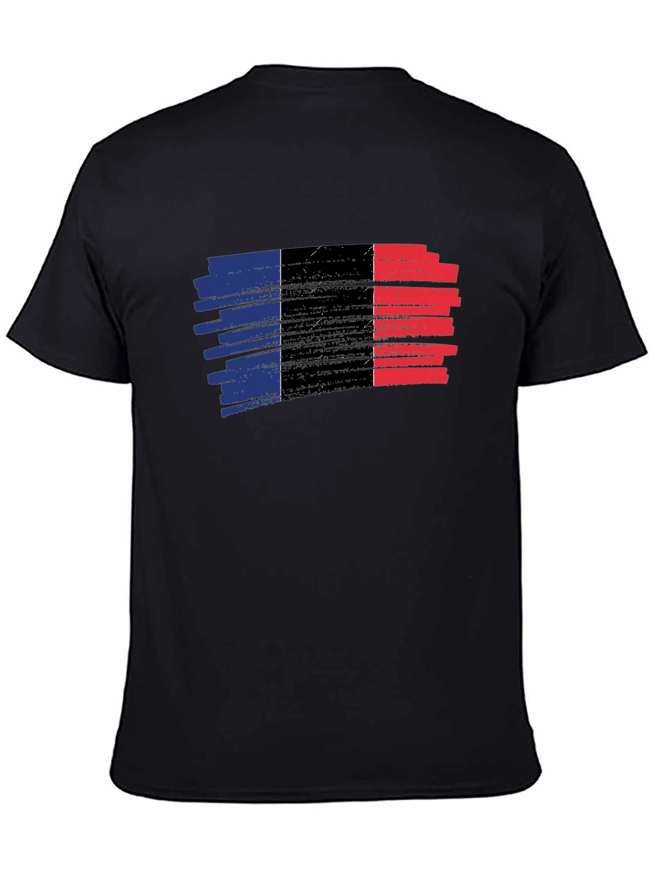 French Flag Brushstroke T-Shirt - Black Cotton Tee