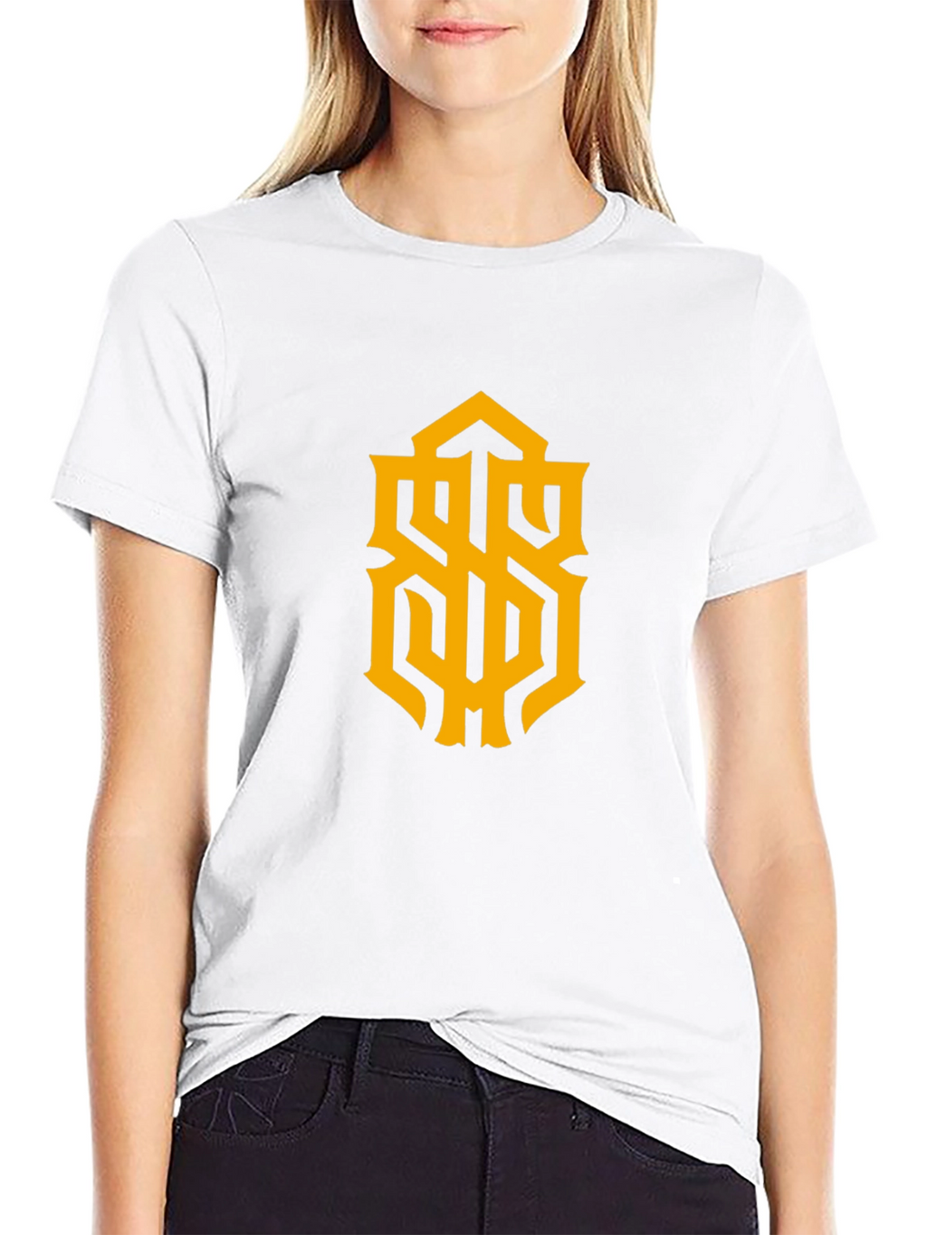 Stylish Black Tee with Gold Graphic Design