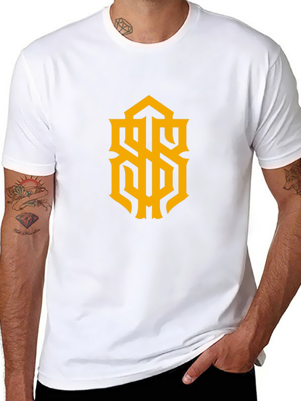 Stylish Black Tee with Gold Graphic Design