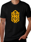 Stylish Black Tee with Gold Graphic Design