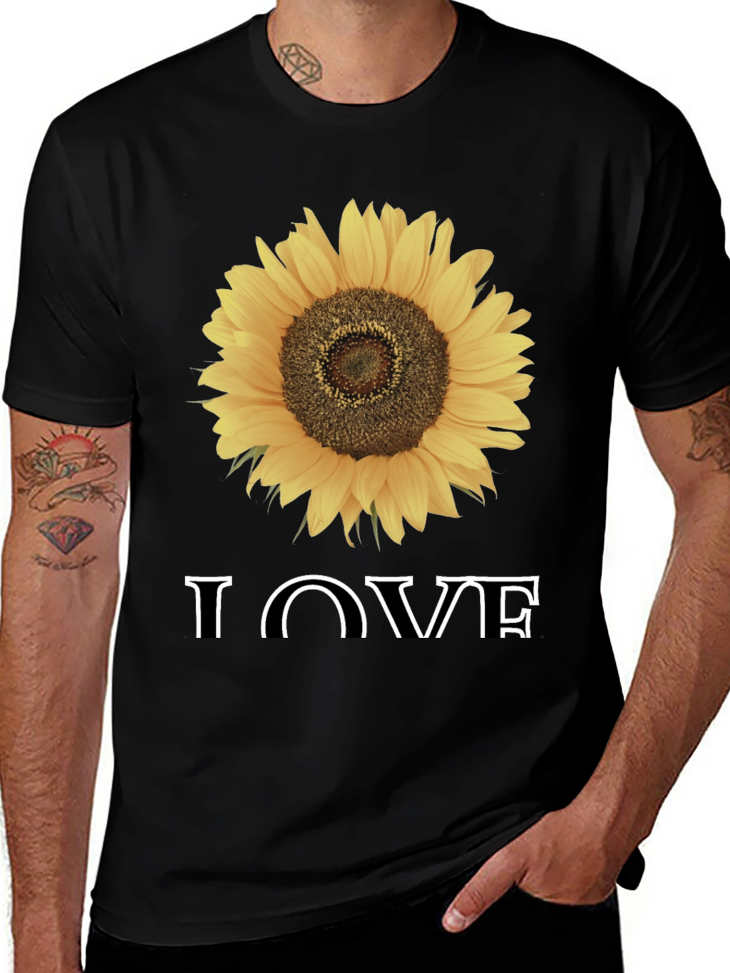 Sunflower Love Graphic Tee - Black
