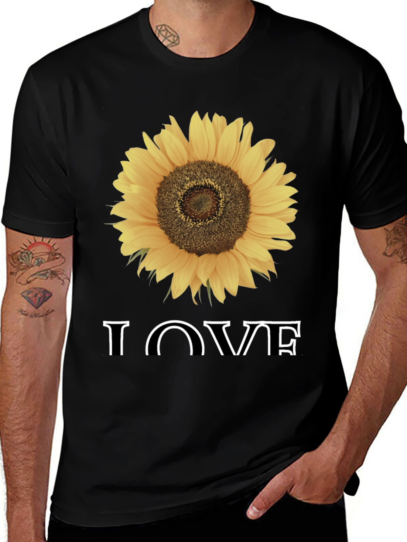 Sunflower Love Graphic Tee - Black