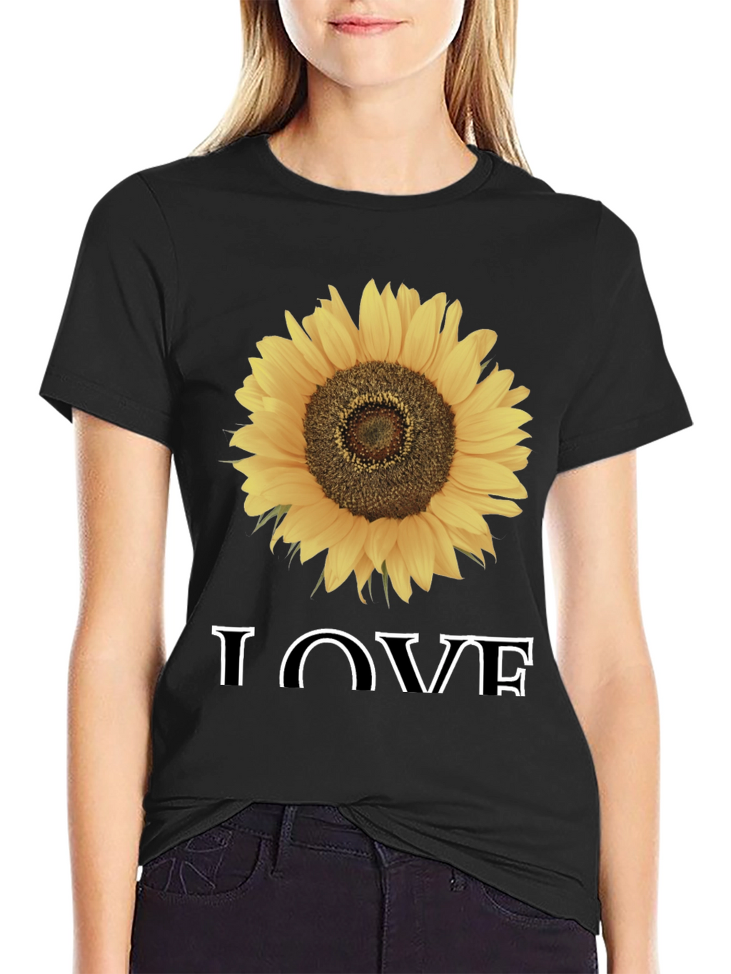 Sunflower Love Graphic Tee - Black