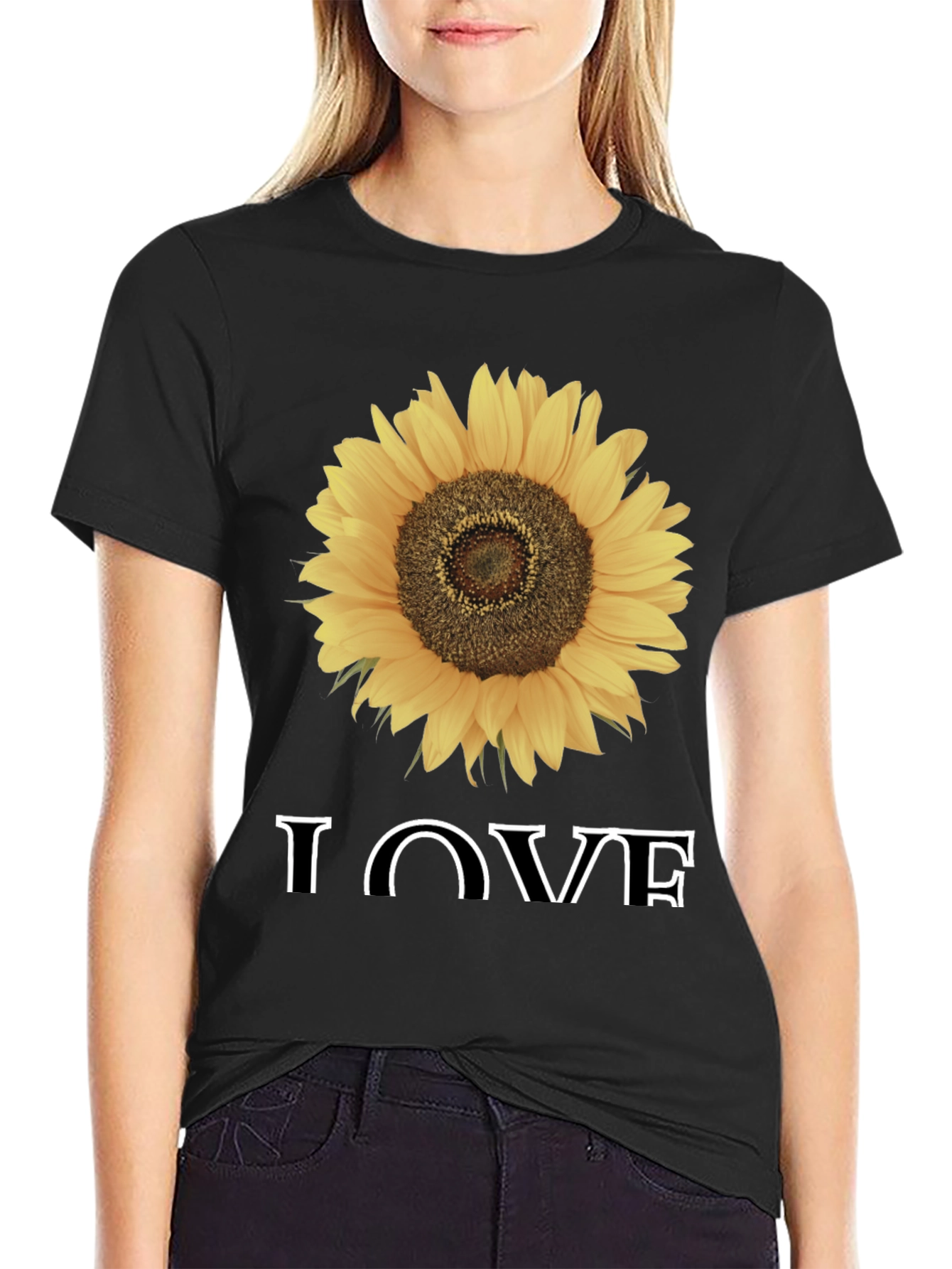 Sunflower Love Graphic Tee - Black