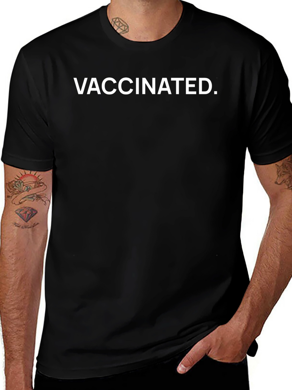 Vaccinated Graphic T-Shirt - Black Casual Wear