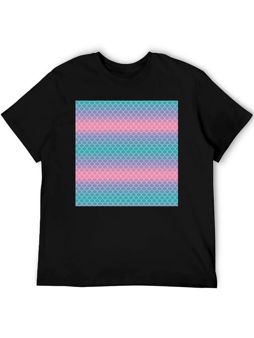 Mermaid Scale Print Black T-Shirt