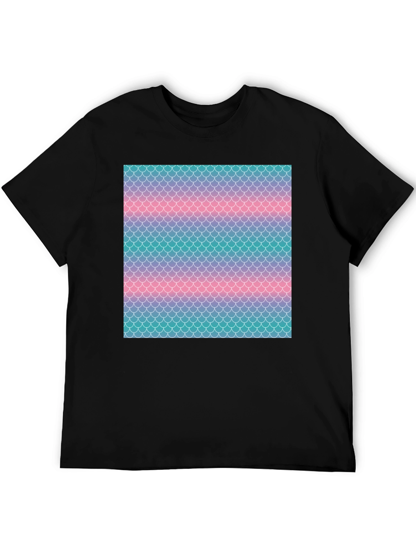 Mermaid Scale Print Black T-Shirt