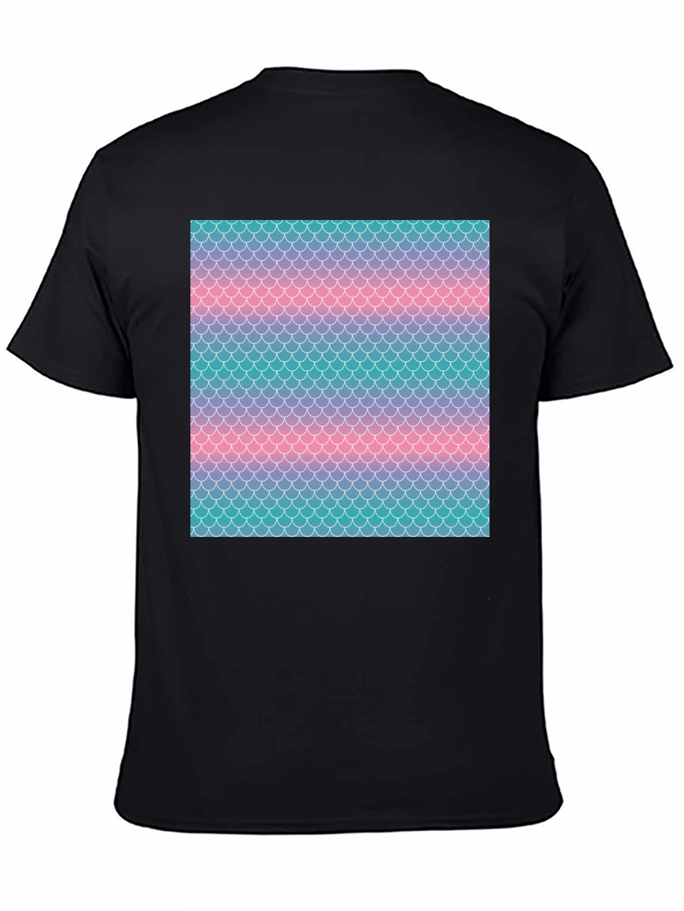 Mermaid Scale Print Black T-Shirt