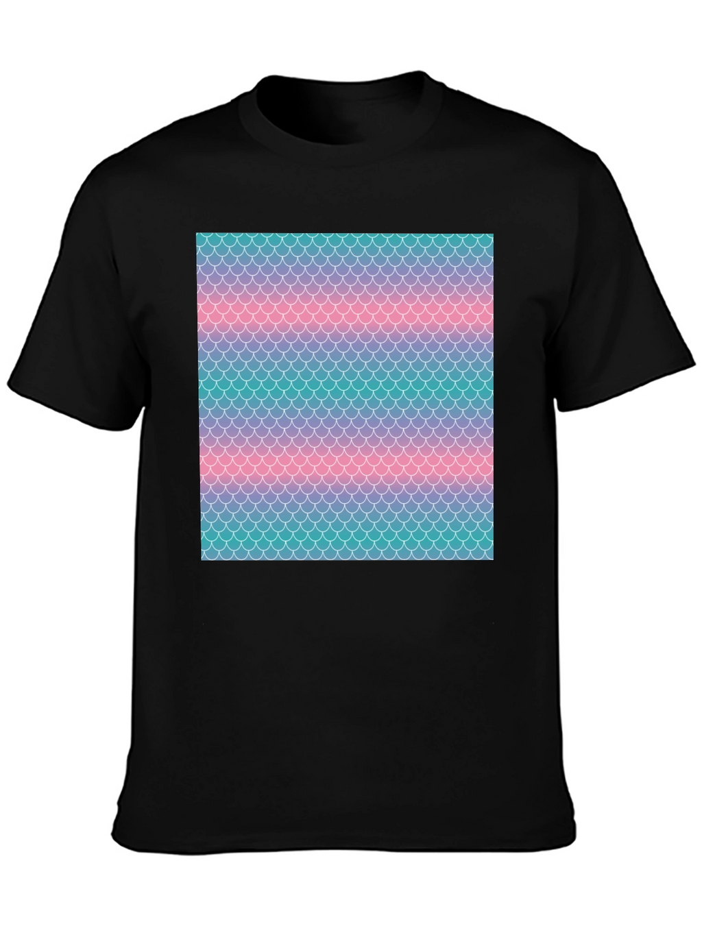 Mermaid Scale Print Black T-Shirt