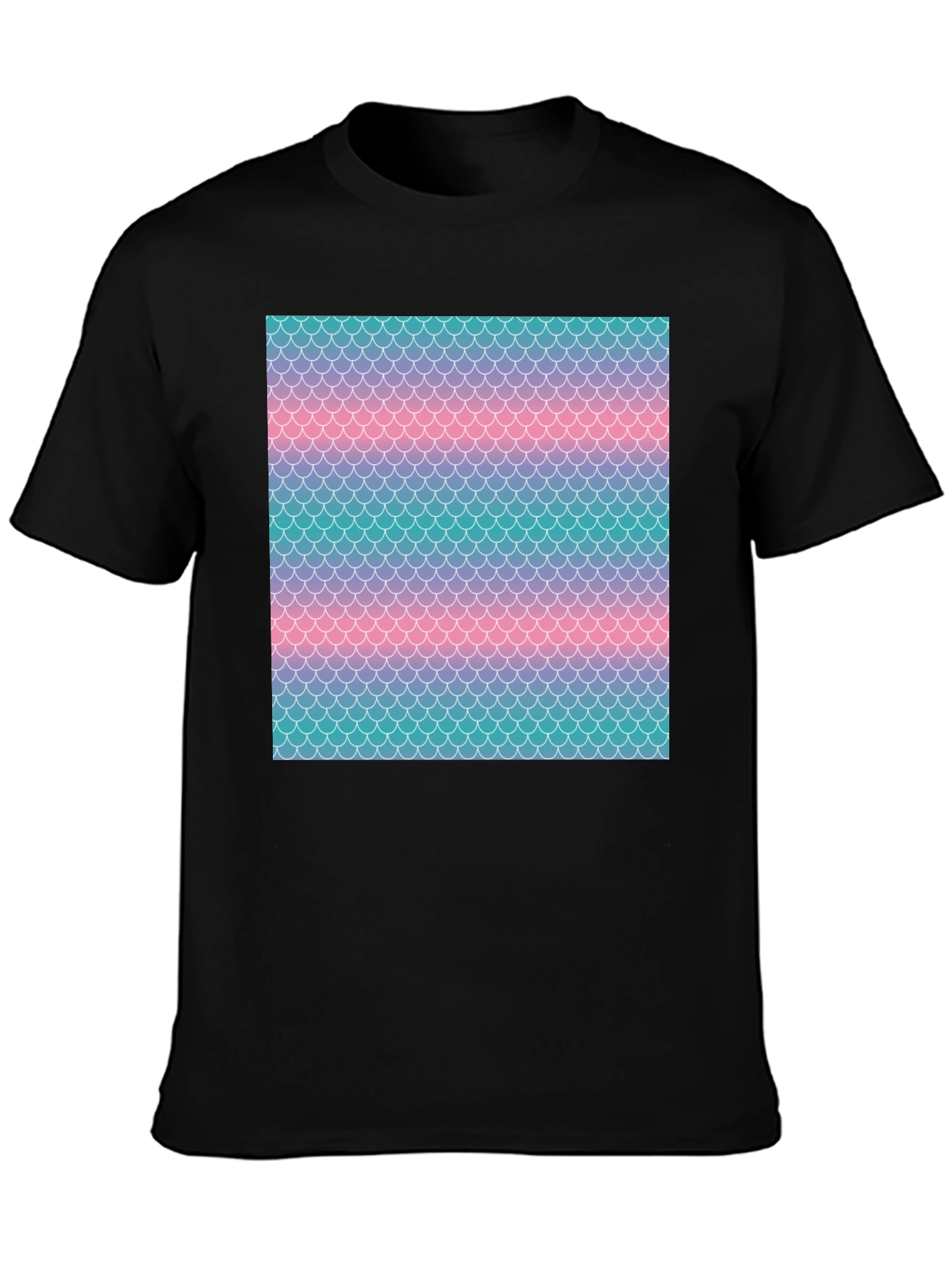 Mermaid Scale Print Black T-Shirt