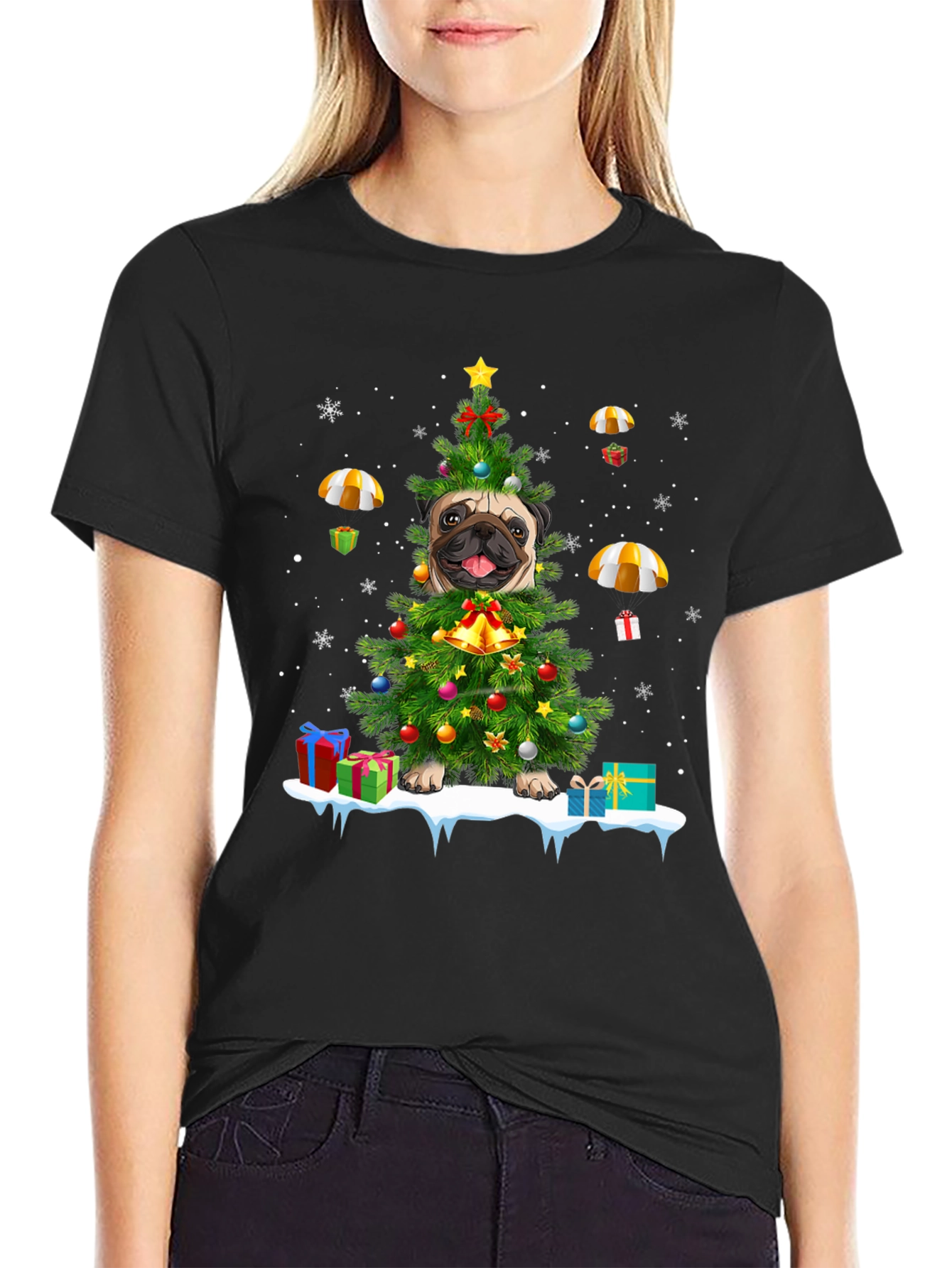 Christmas Pug Tree T-Shirt – Festive Dog Lover Tee