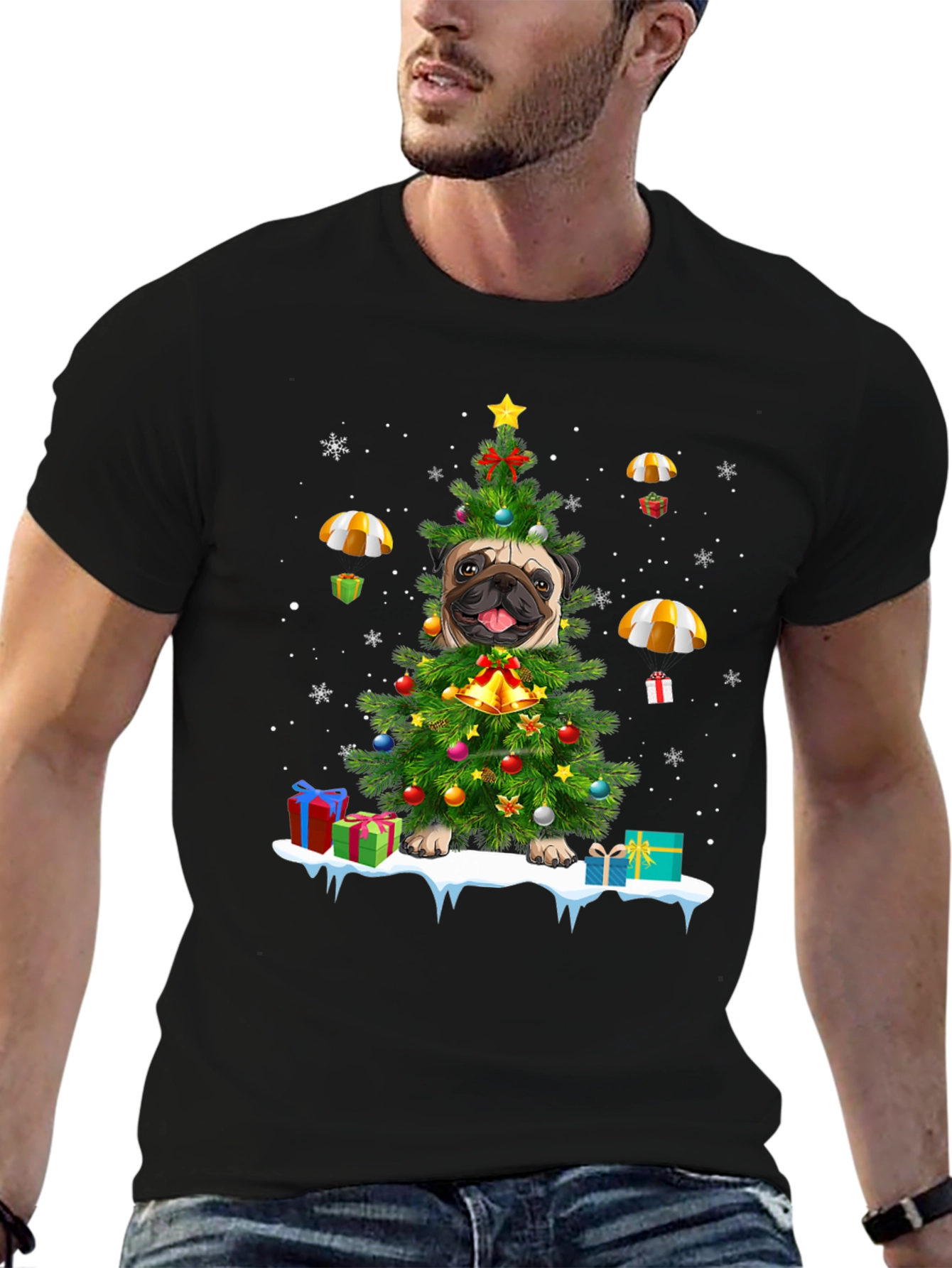 Christmas Pug Tree T-Shirt – Festive Dog Lover Tee