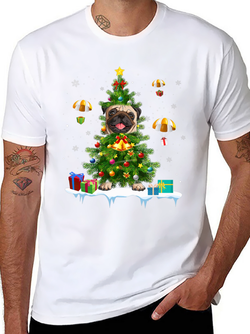Christmas Pug Tree T-Shirt – Festive Dog Lover Tee