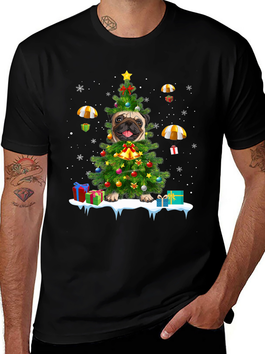 Christmas Pug Tree T-Shirt – Festive Dog Lover Tee