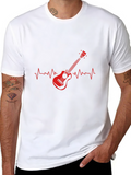 Ukulele Heartbeat Graphic Tee - Music Lover T-Shirt