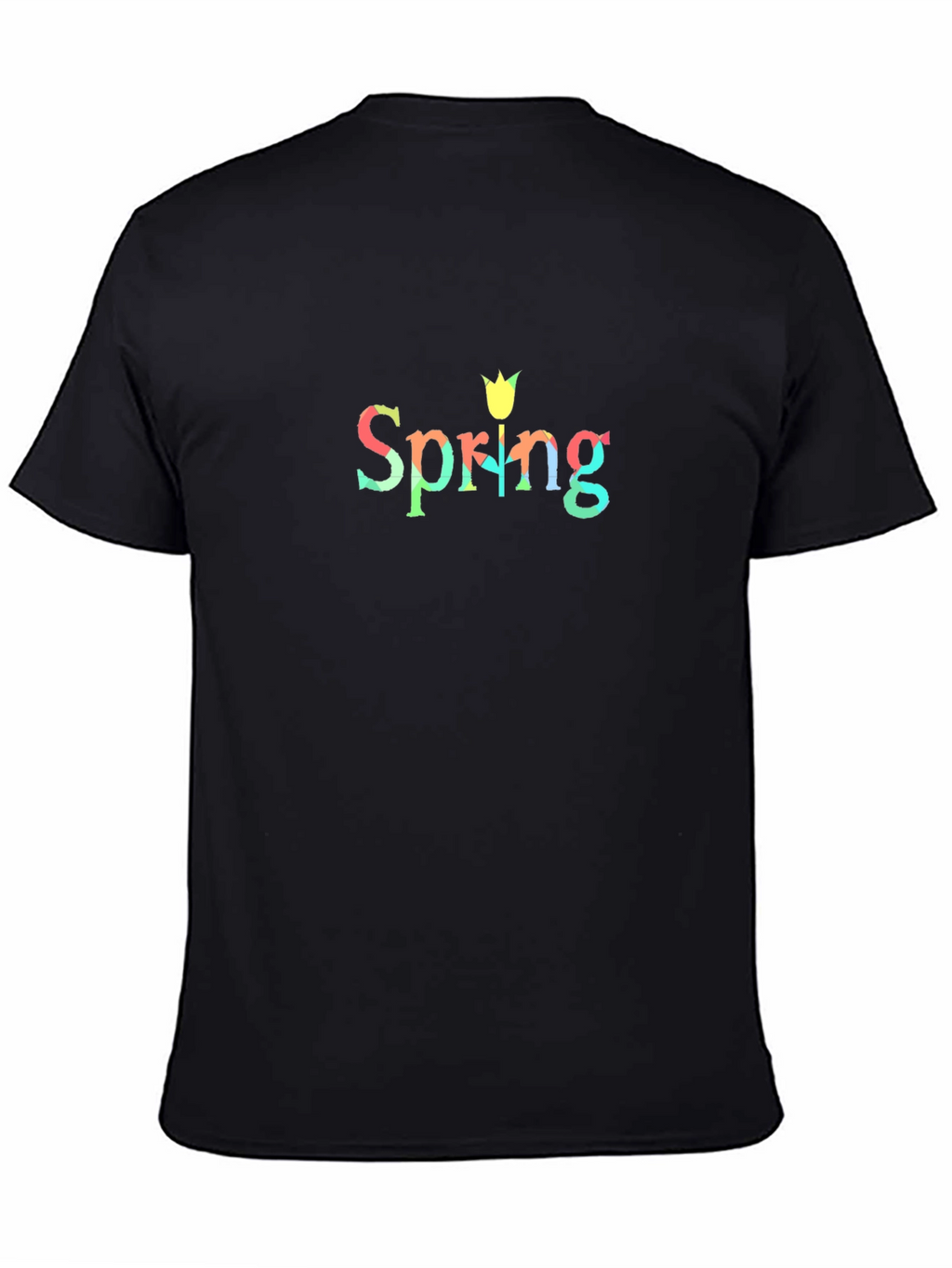 Spring Tulip Graphic Black T-Shirt
