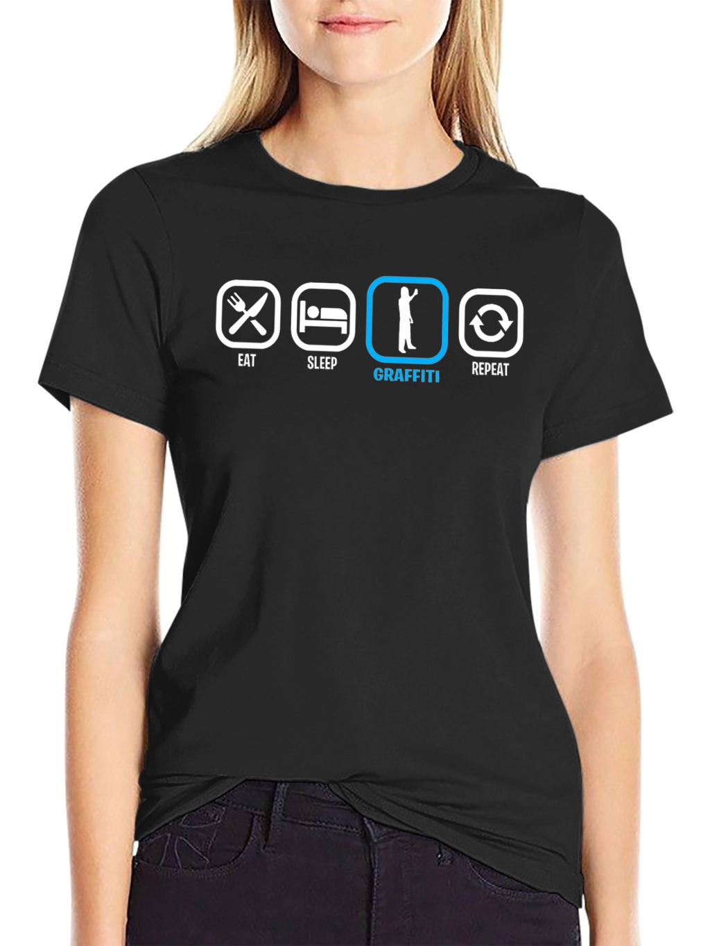 Eat Sleep Graffiti Repeat Black T-Shirt