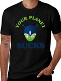 Your Planet Sucks Alien Graphic Tee - Black