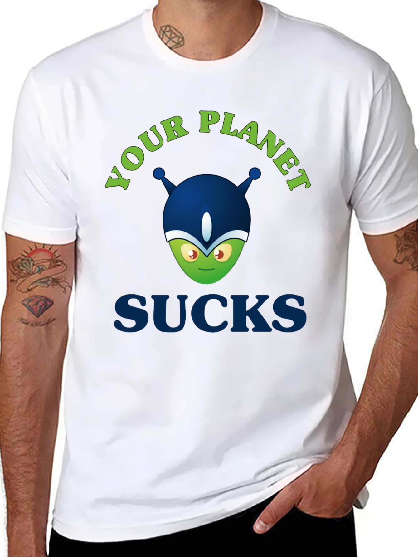 Your Planet Sucks Alien Graphic Tee - Black