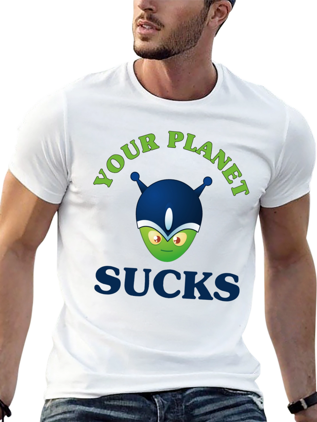 Your Planet Sucks Alien Graphic Tee - Black
