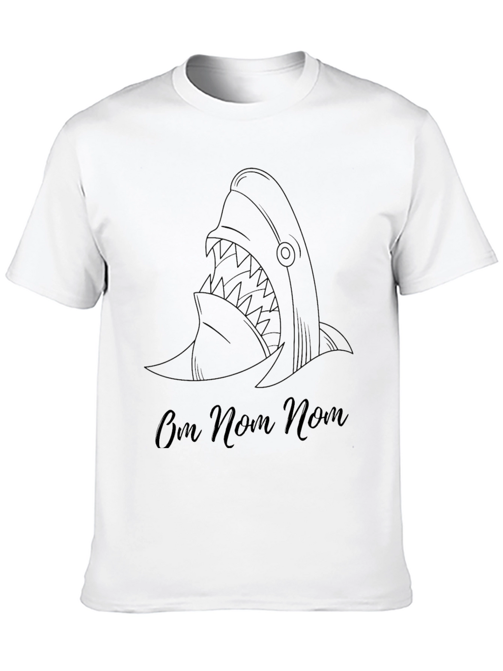 Shark Om Nom Nom T-Shirt - Black Cotton Tee