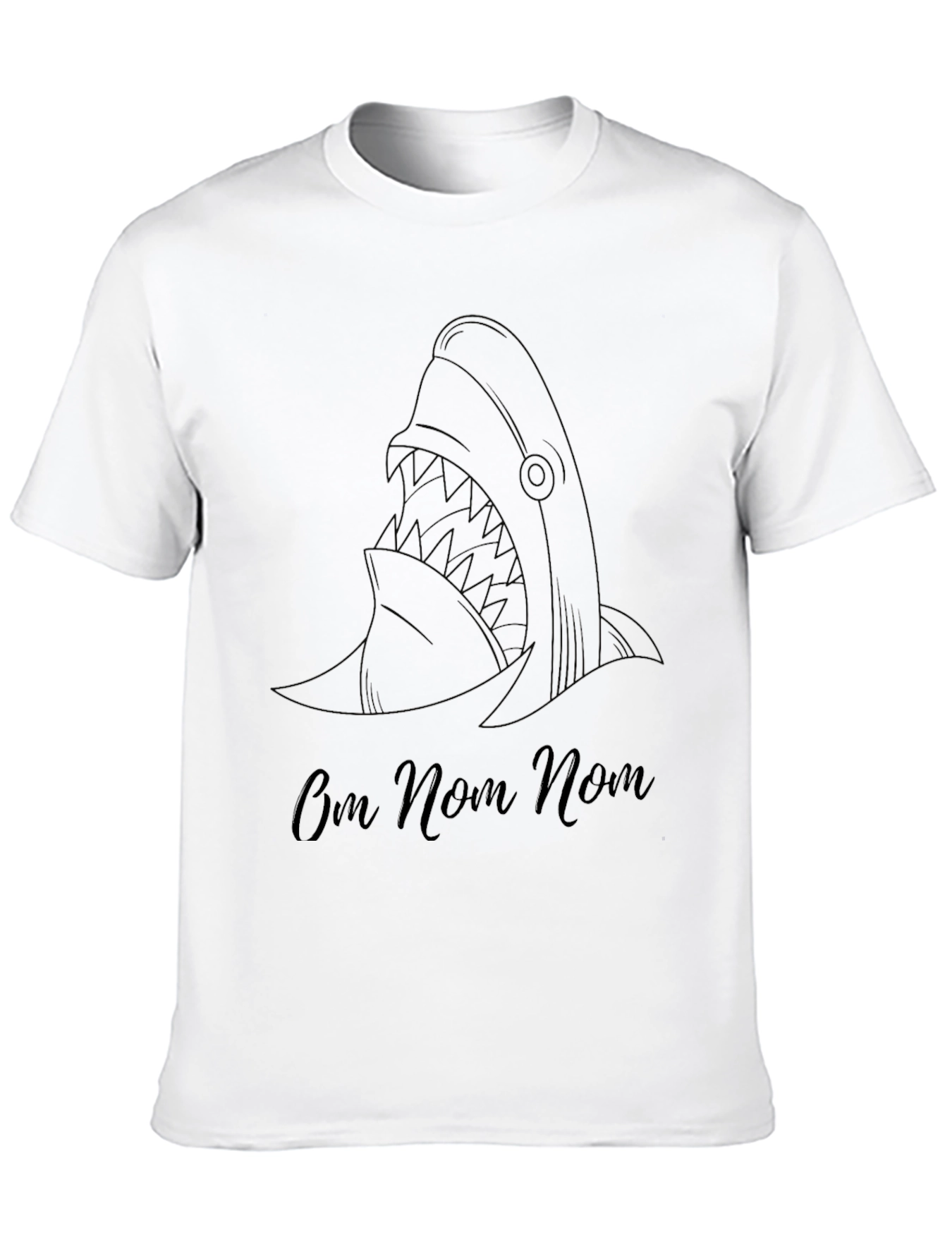 Shark Om Nom Nom T-Shirt - Black Cotton Tee