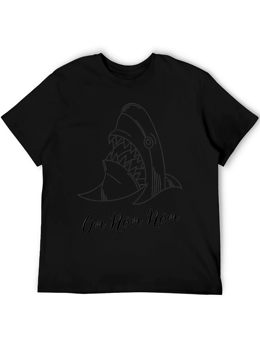 Shark Om Nom Nom T-Shirt - Black Cotton Tee