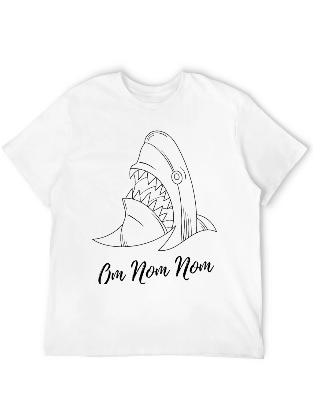 Shark Om Nom Nom T-Shirt - Black Cotton Tee