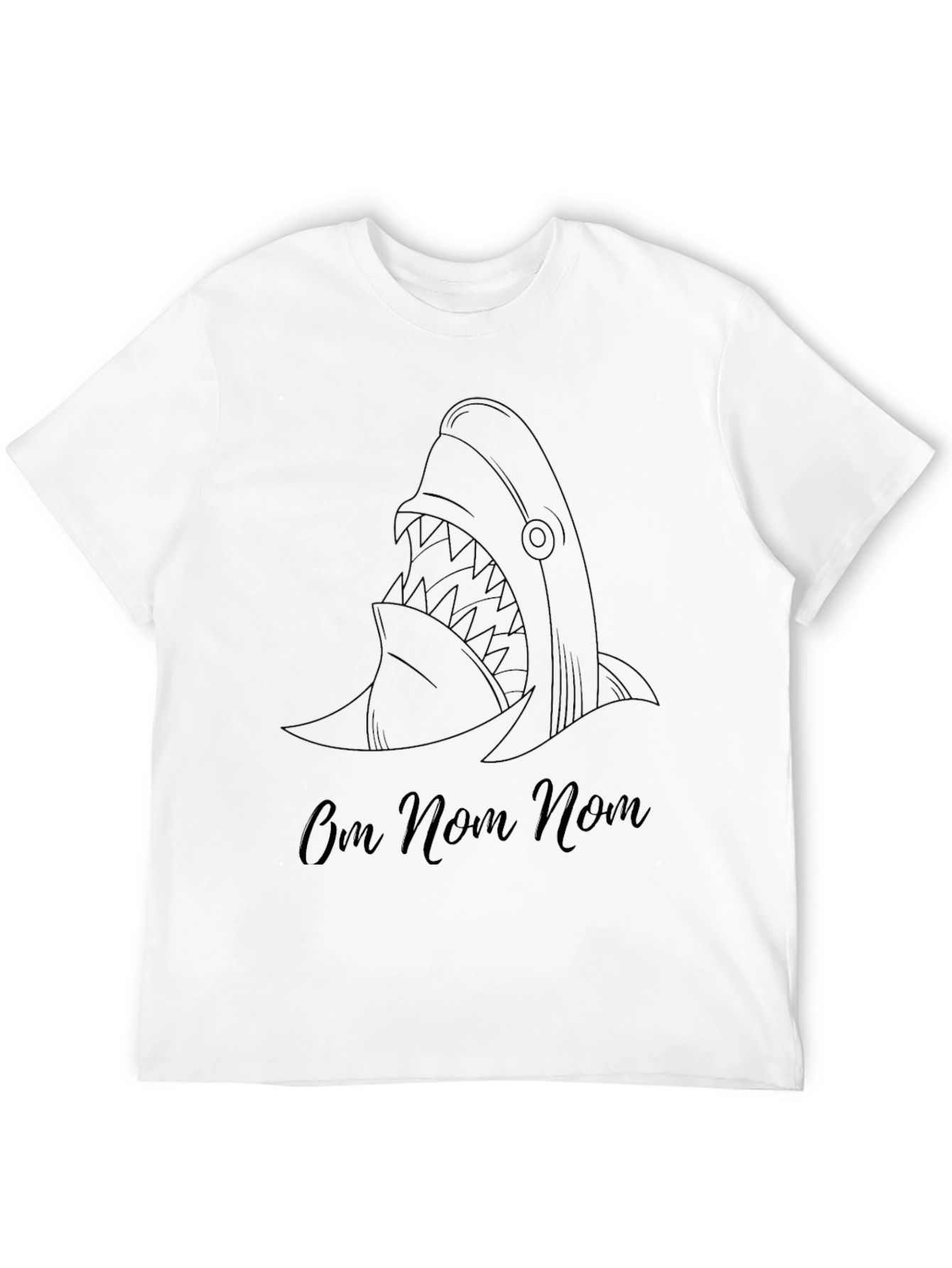 Shark Om Nom Nom T-Shirt - Black Cotton Tee